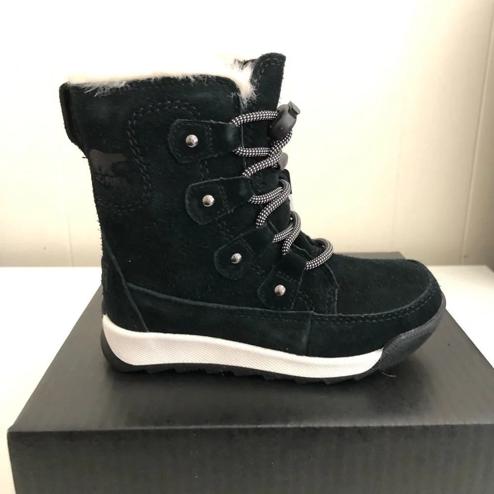 Sorel Kids Toddler Black Whitney Joan Lace Waterproof Suede Boots 10